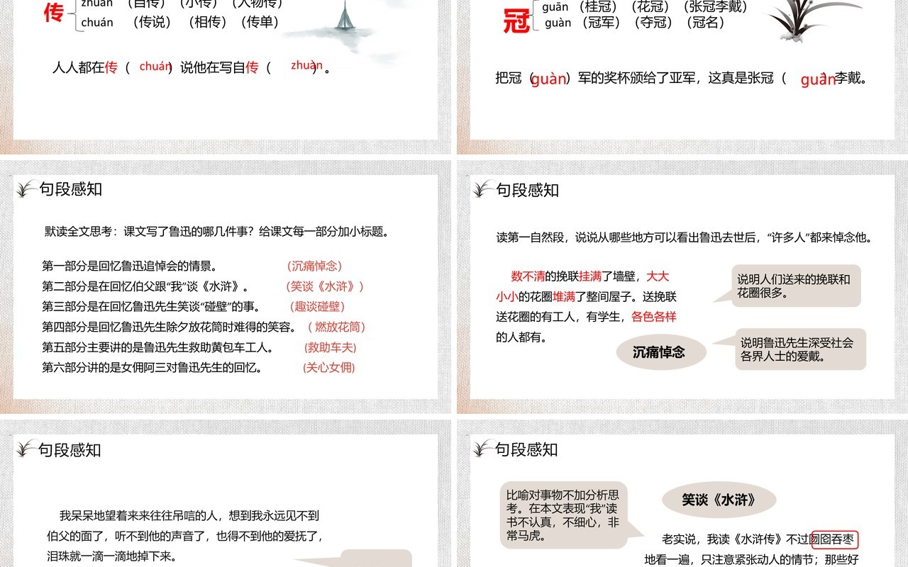 部编版六年级语文下册我的伯父鲁迅先生课件PPT模板