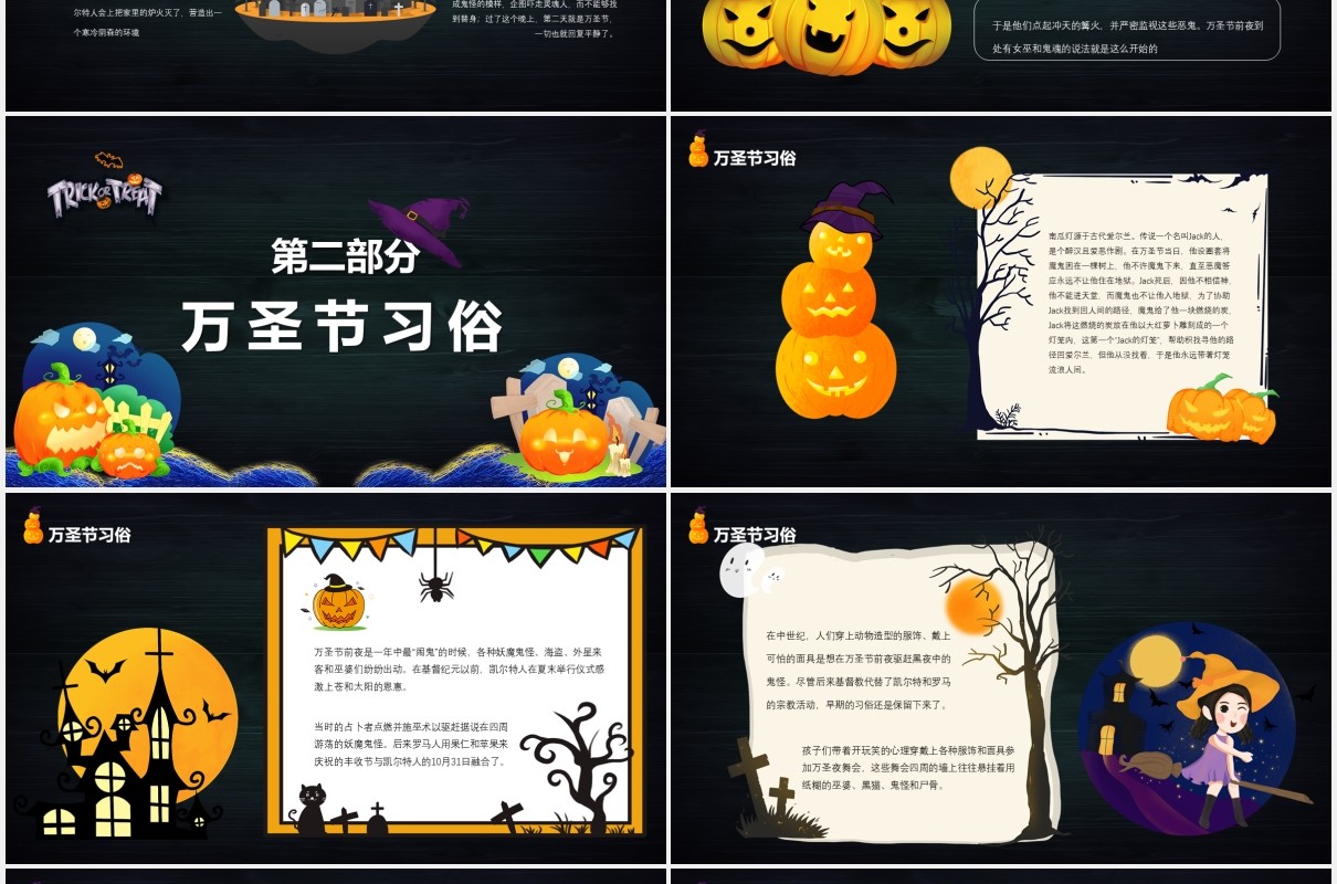 黑色简约万圣节狂欢宣传活动主题PPT模板