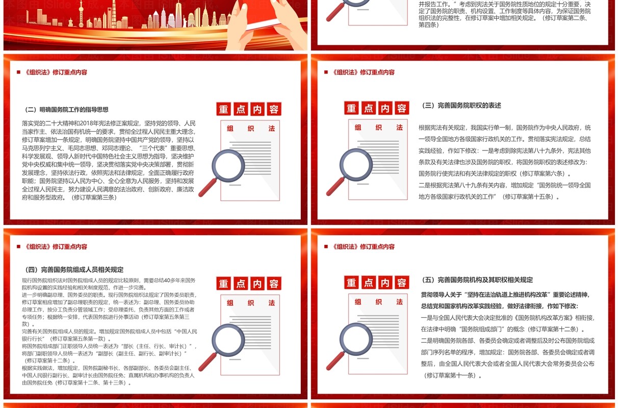红色中华人民共和国国务院组织法PPT模板
