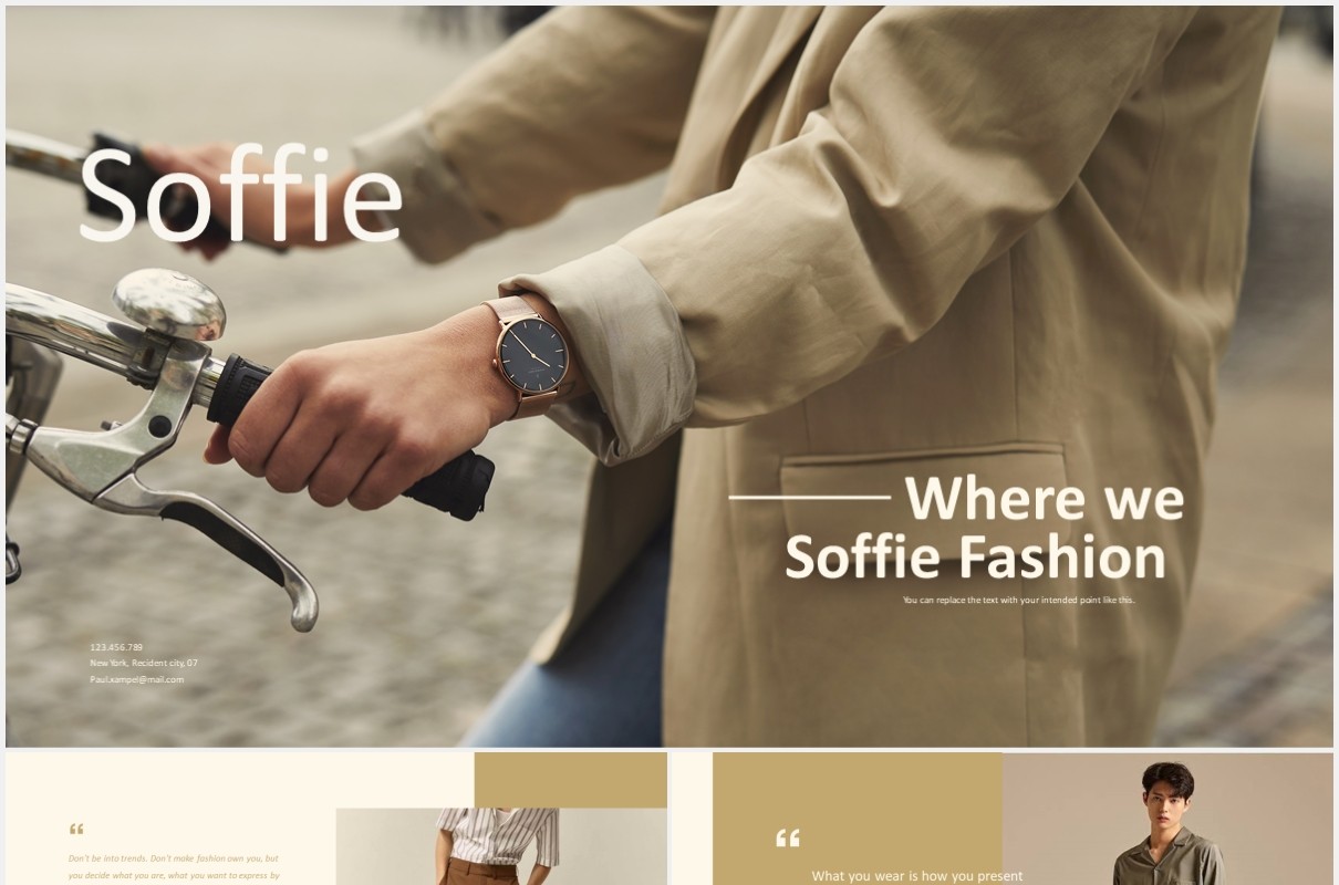 设计师作品集展示PPT模板soffie stylist powerpoint template