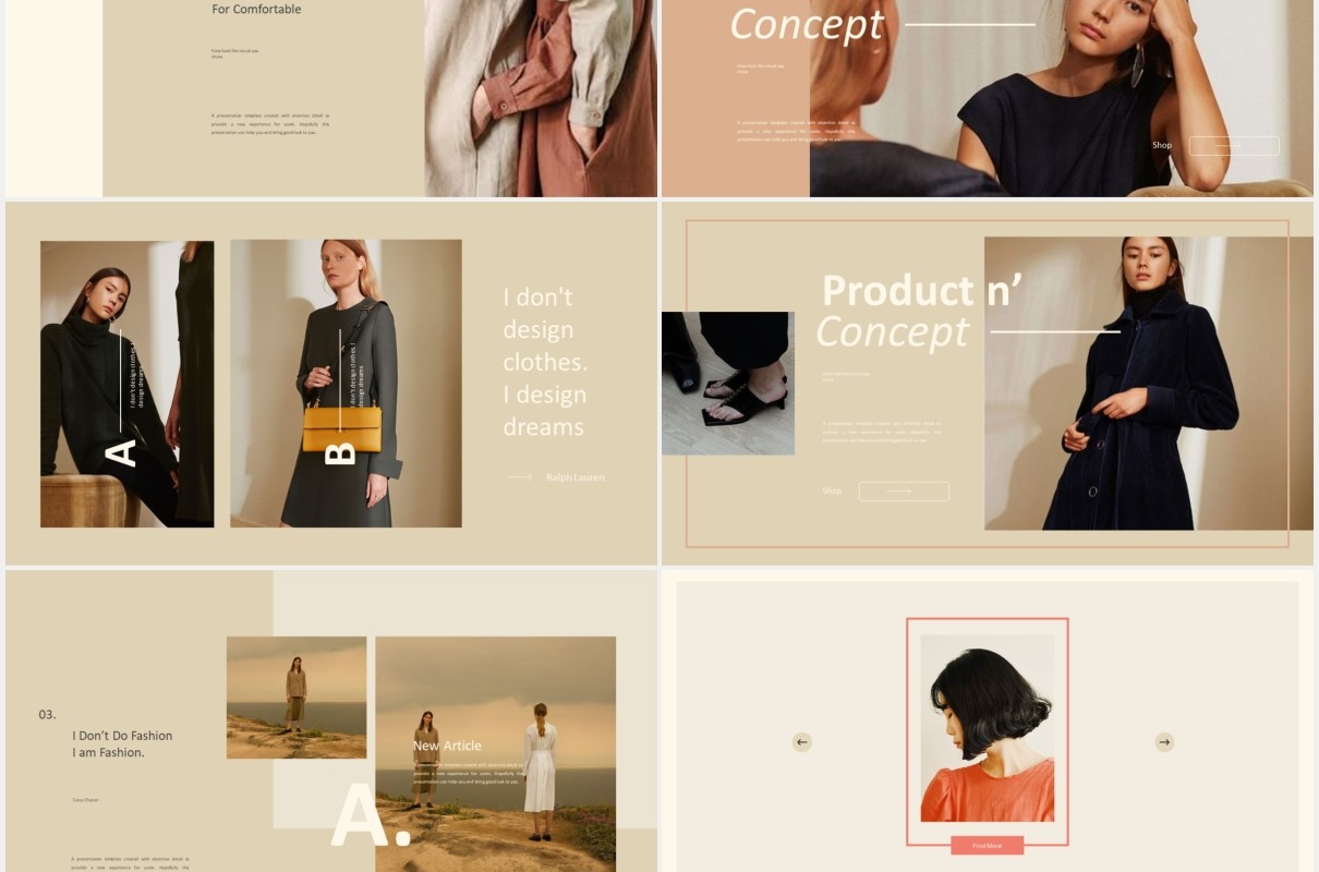 设计师作品集展示PPT模板soffie stylist powerpoint template
