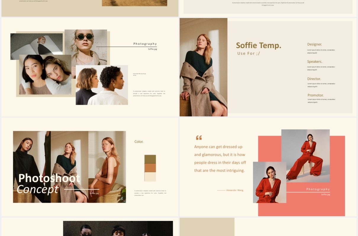 设计师作品集展示PPT模板soffie stylist powerpoint template