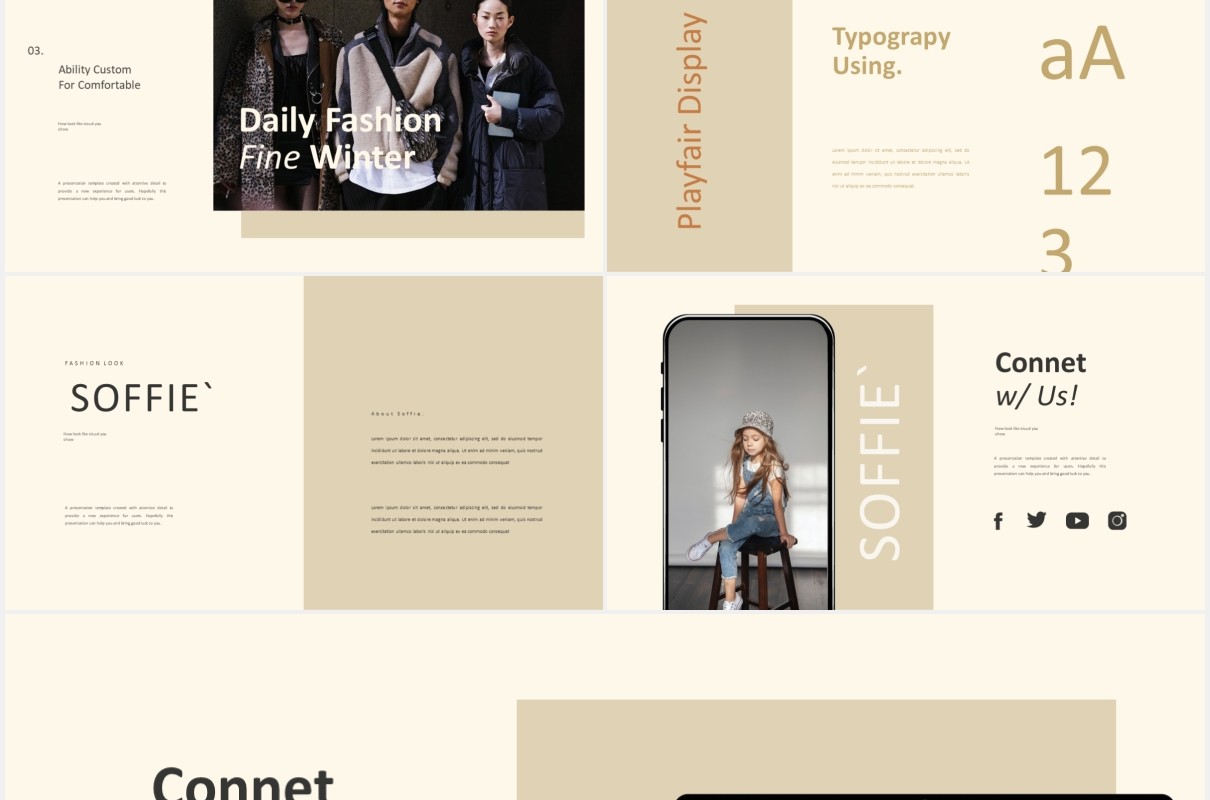 设计师作品集展示PPT模板soffie stylist powerpoint template