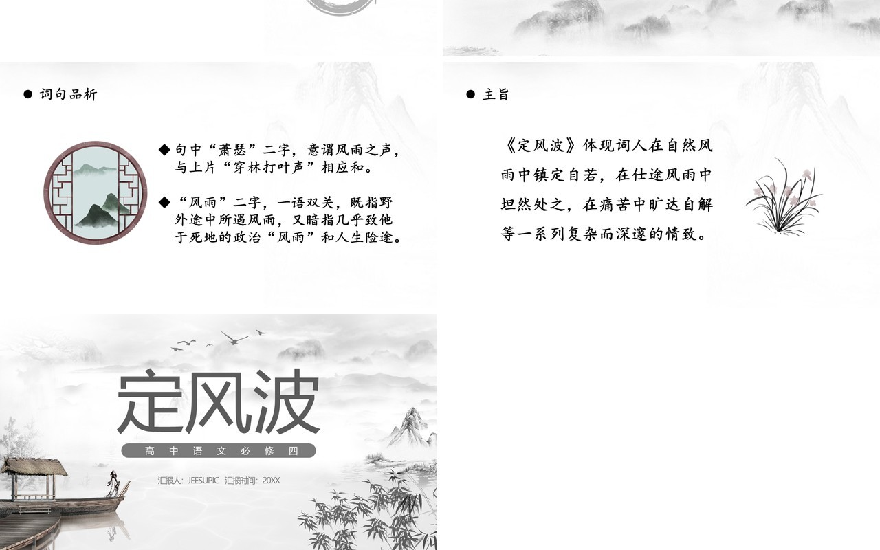 部编版高中语文必修四定风波课件PPT模板