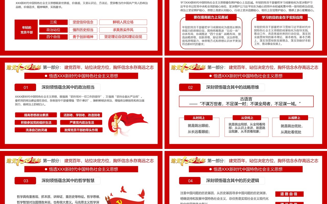 庆祝建党100周年专题党课通用PPT模板
