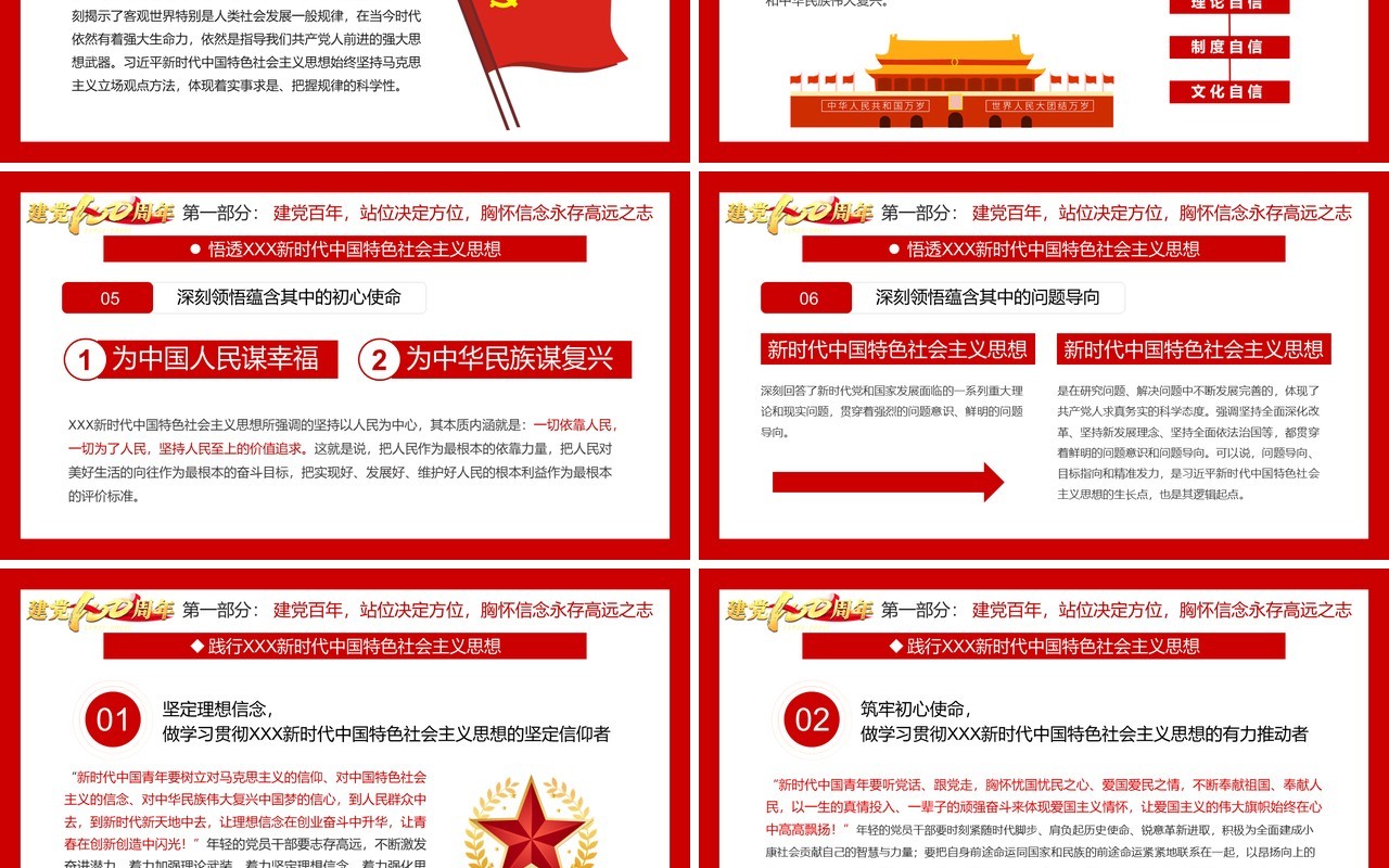 庆祝建党100周年专题党课通用PPT模板