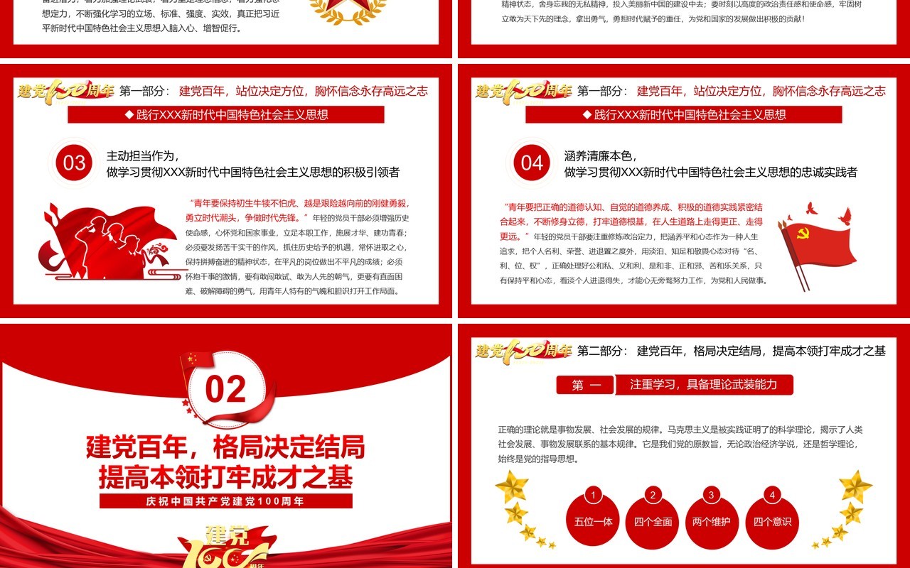 庆祝建党100周年专题党课通用PPT模板