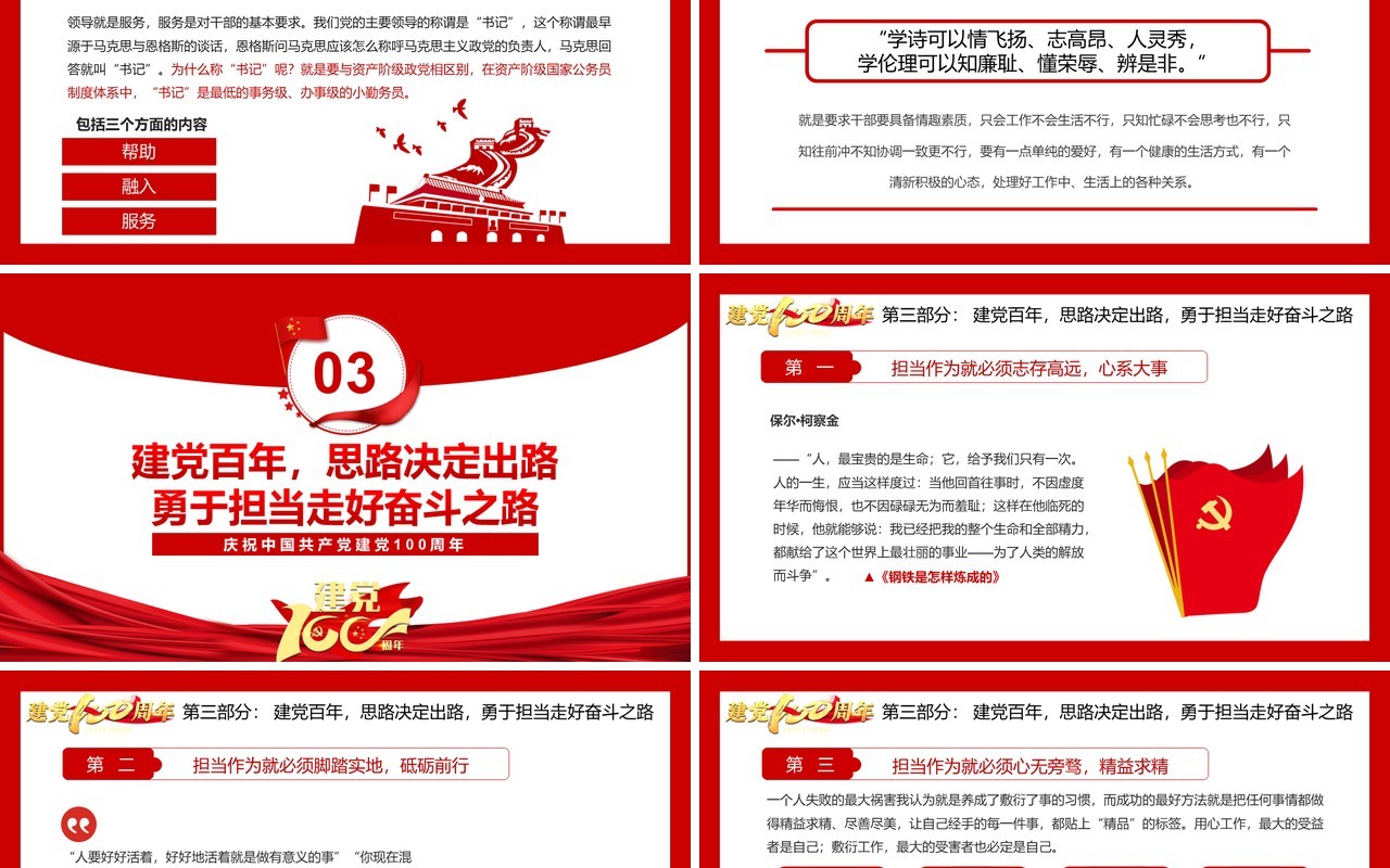 庆祝建党100周年专题党课通用PPT模板