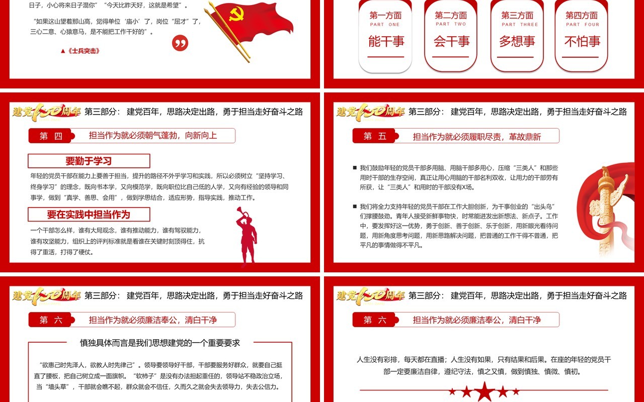 庆祝建党100周年专题党课通用PPT模板
