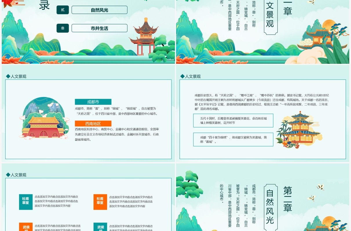 成都旅游旅行介绍动态PPT模板