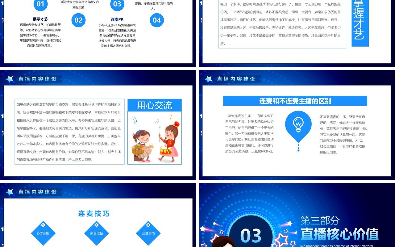 蓝色互联网电商平台网红直播带货流程培训PPT模板