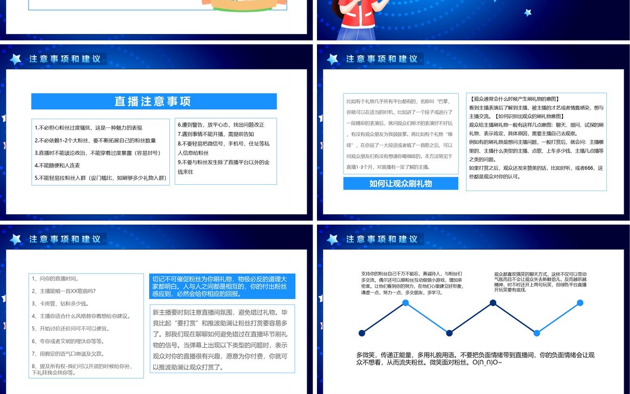 蓝色互联网电商平台网红直播带货流程培训PPT模板