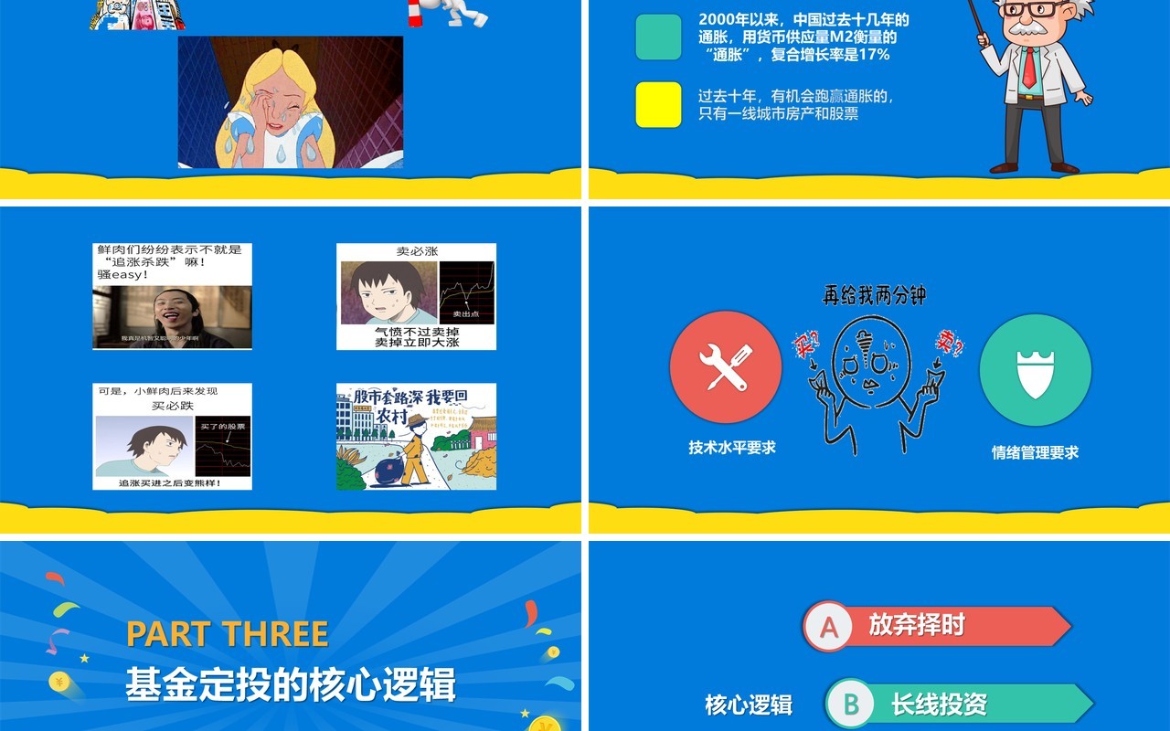蓝色基金定投金融知识培训课件PPT模板