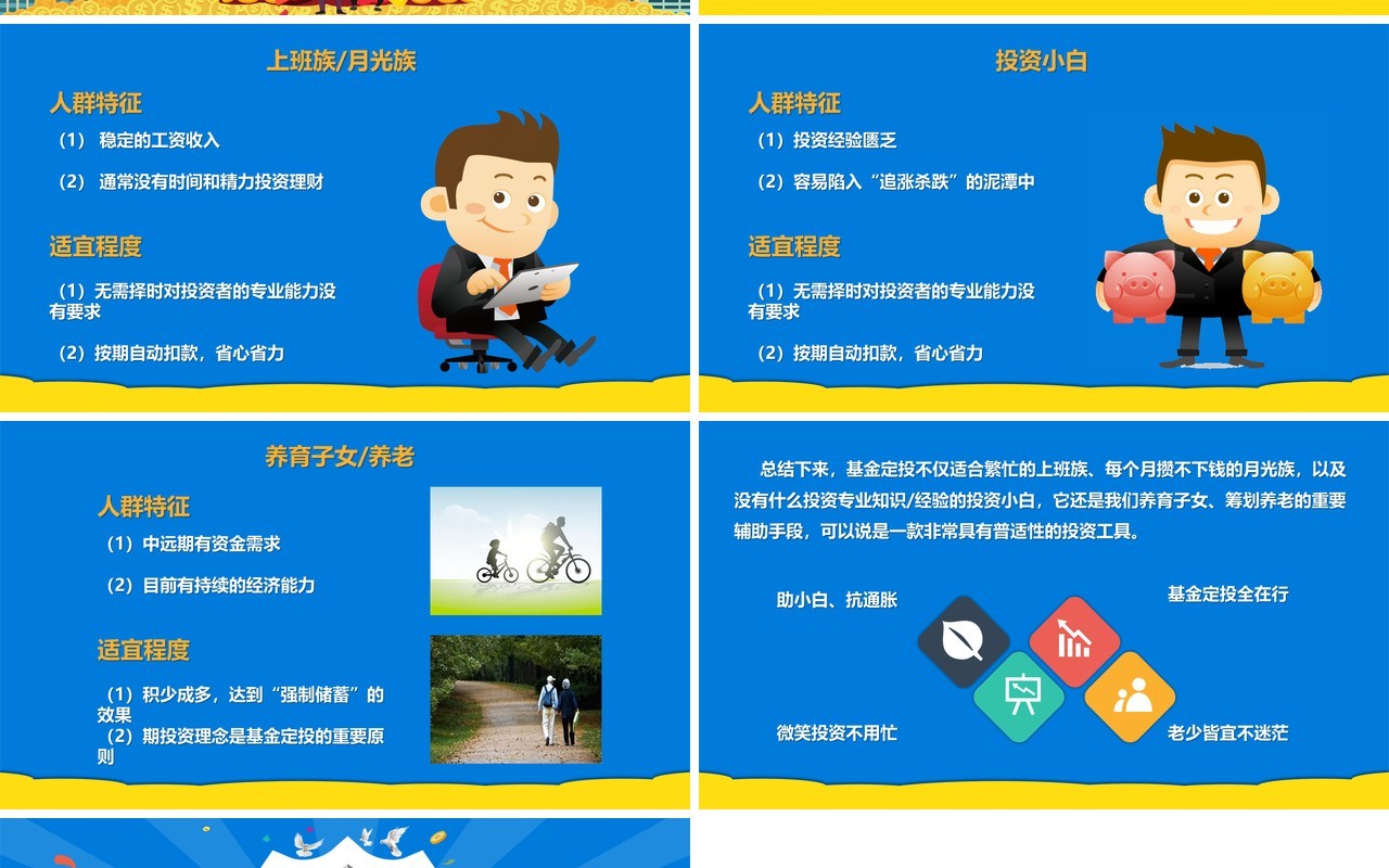 蓝色基金定投金融知识培训课件PPT模板