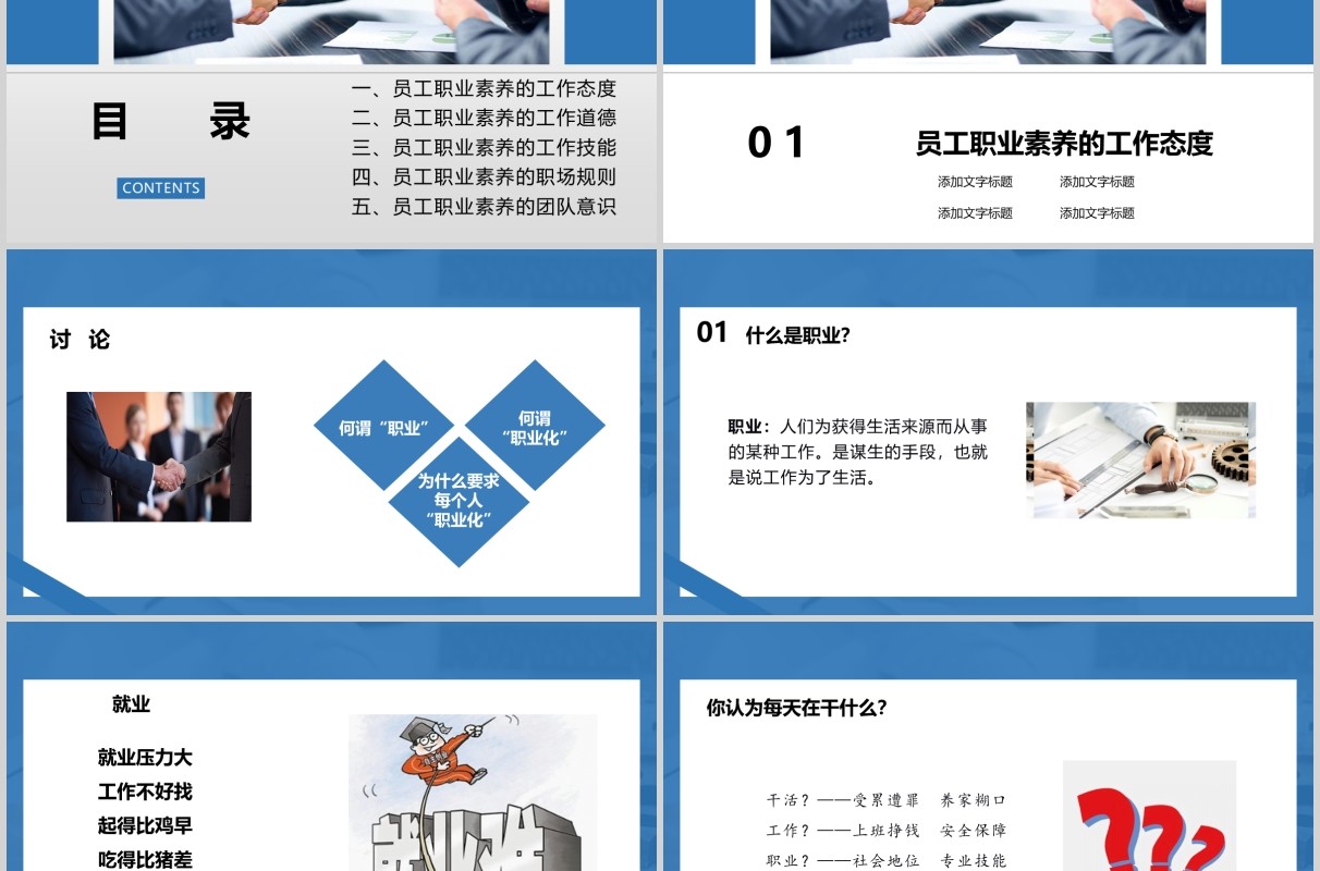 简约员工职业素养与团队意识培训PPT模板