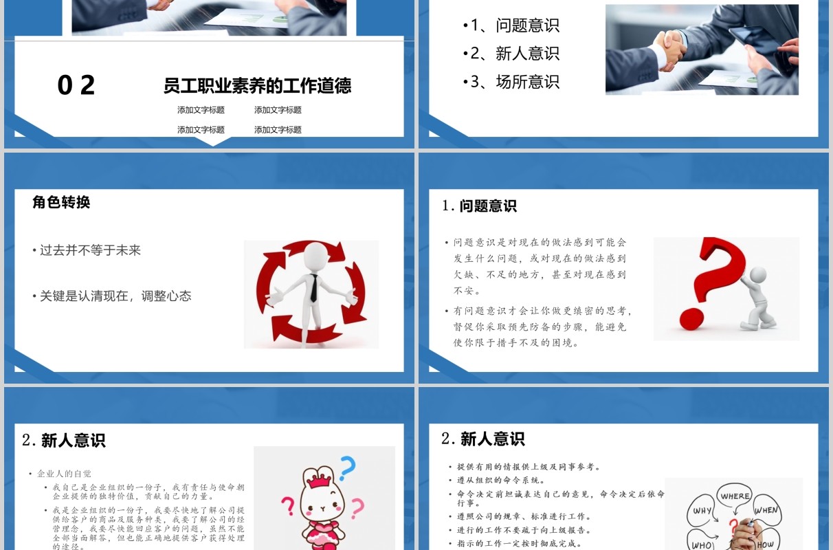 简约员工职业素养与团队意识培训PPT模板