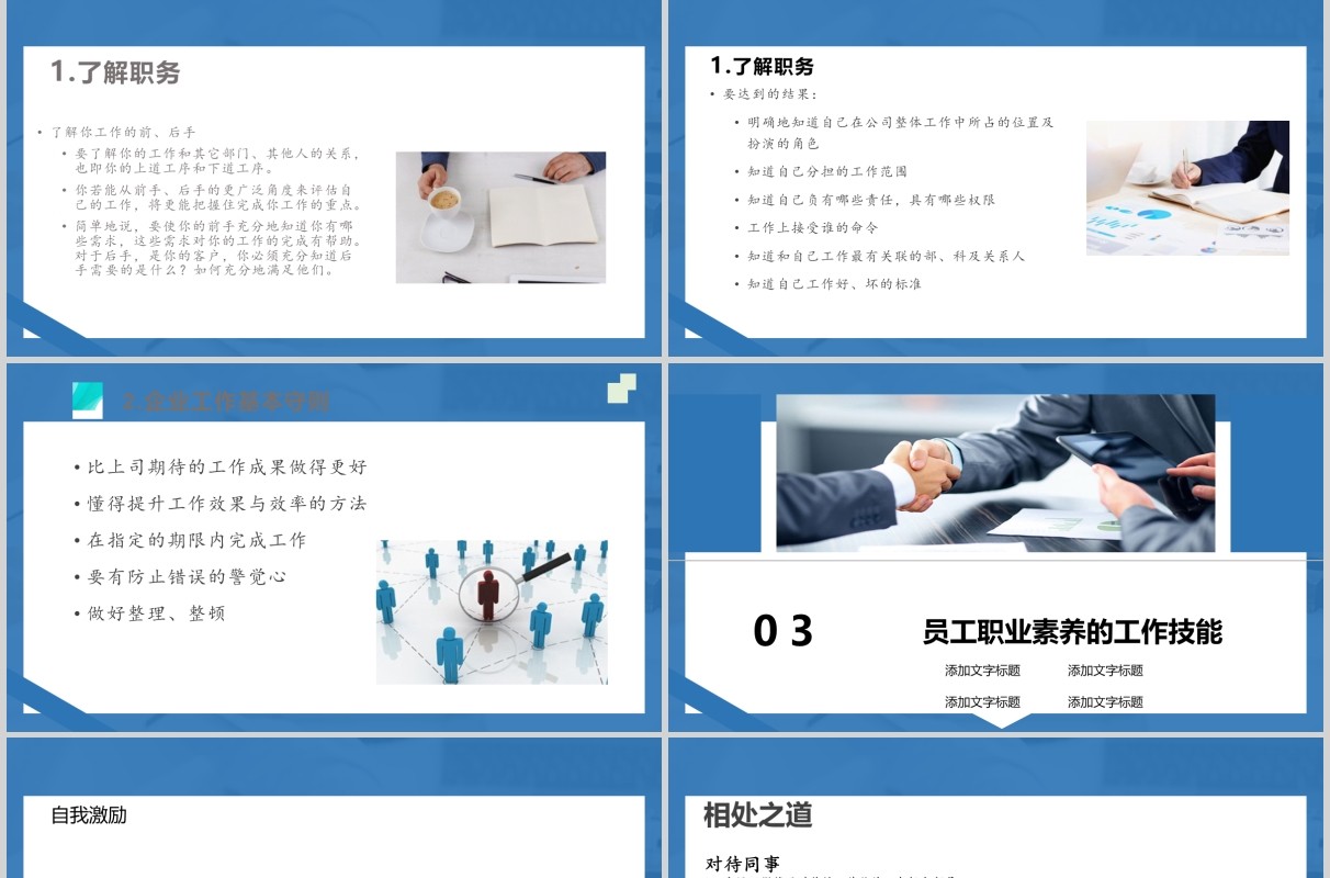 简约员工职业素养与团队意识培训PPT模板