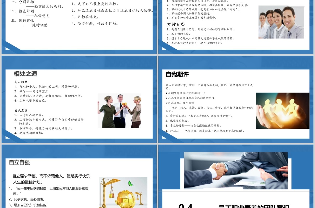 简约员工职业素养与团队意识培训PPT模板
