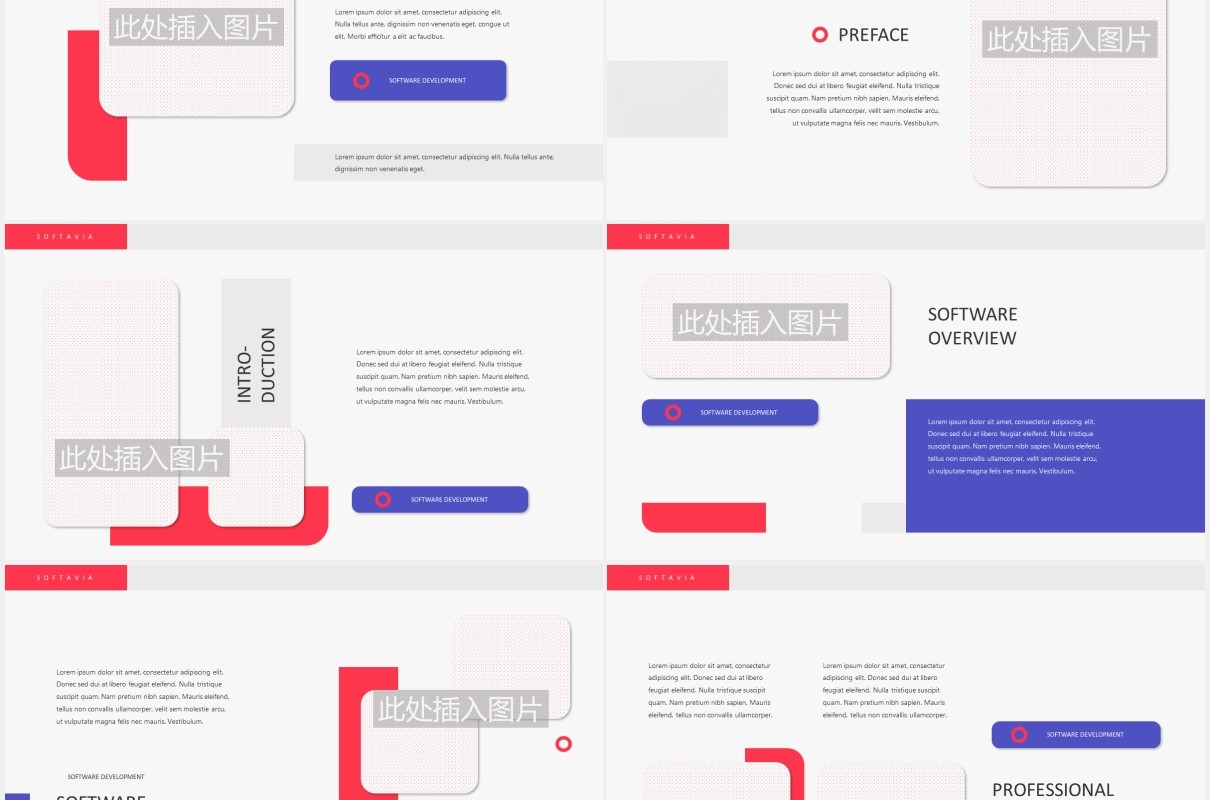 高端软件技术工作报告图片排版设计PPT模板SOFTAVIA - Software Powerpoint Template