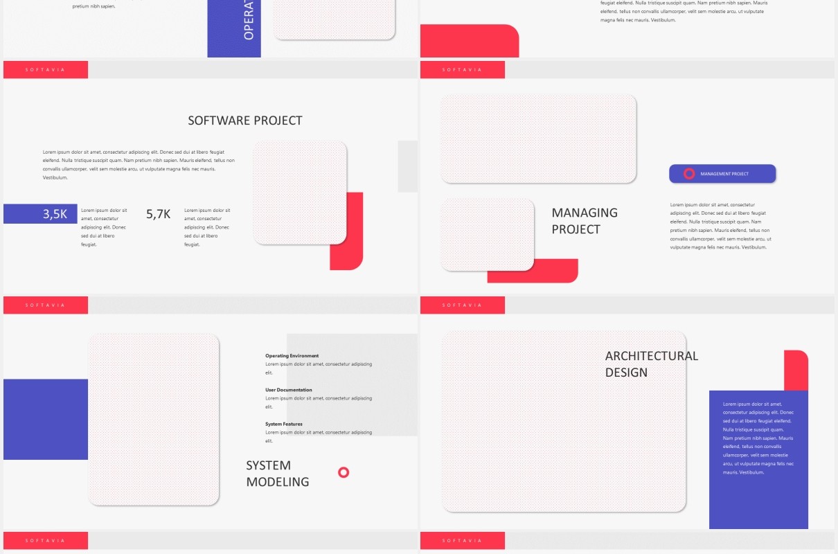 高端软件技术工作报告图片排版设计PPT模板SOFTAVIA - Software Powerpoint Template