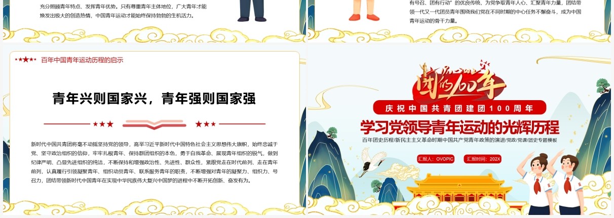 学习党领导青年运动的光辉历程PPT模板