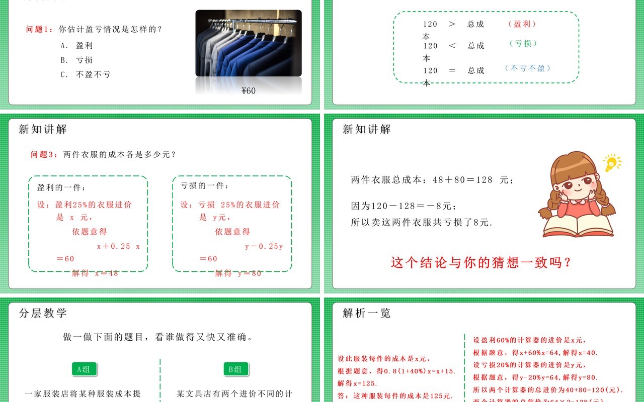 部编版七年级数学上册商品销售与一元一次方程课件PPT模板