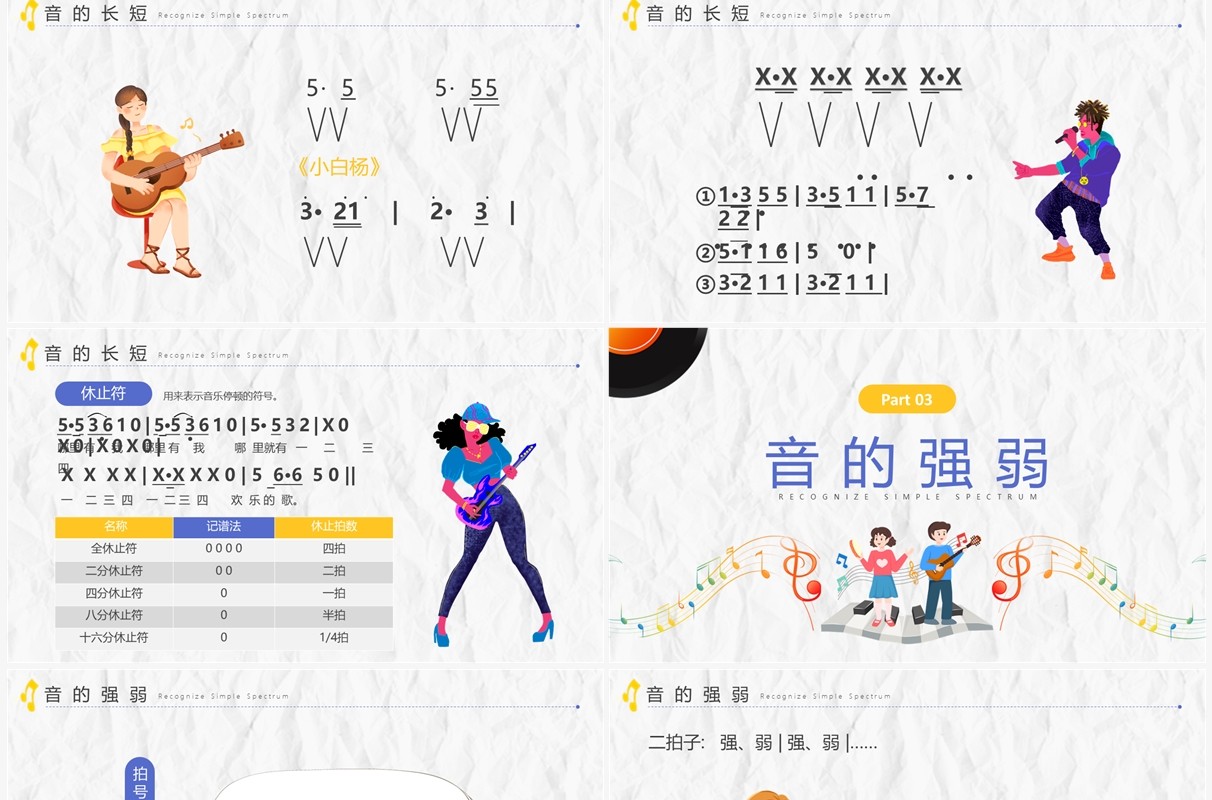 黄色卡通音乐课教学入门必备PPT模板