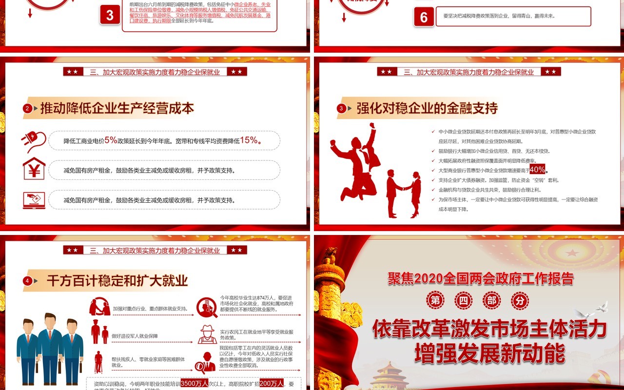 全面学习解读政府工作报告两会专题党建PPT模板