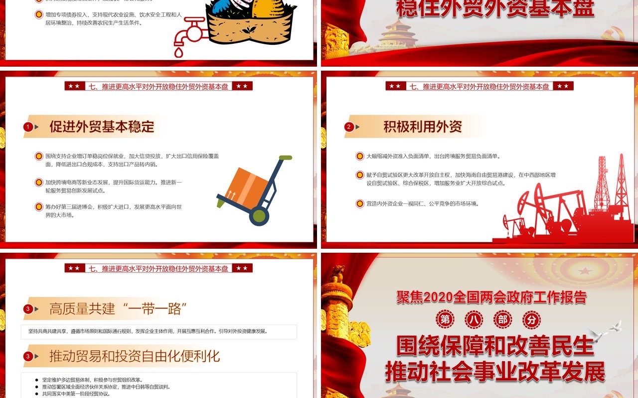 全面学习解读政府工作报告两会专题党建PPT模板