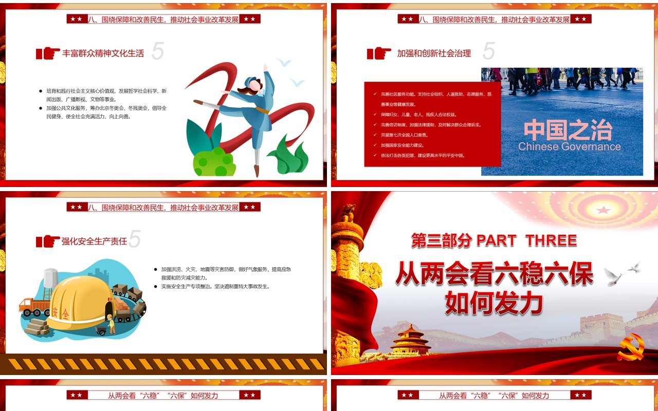 全面学习解读政府工作报告两会专题党建PPT模板