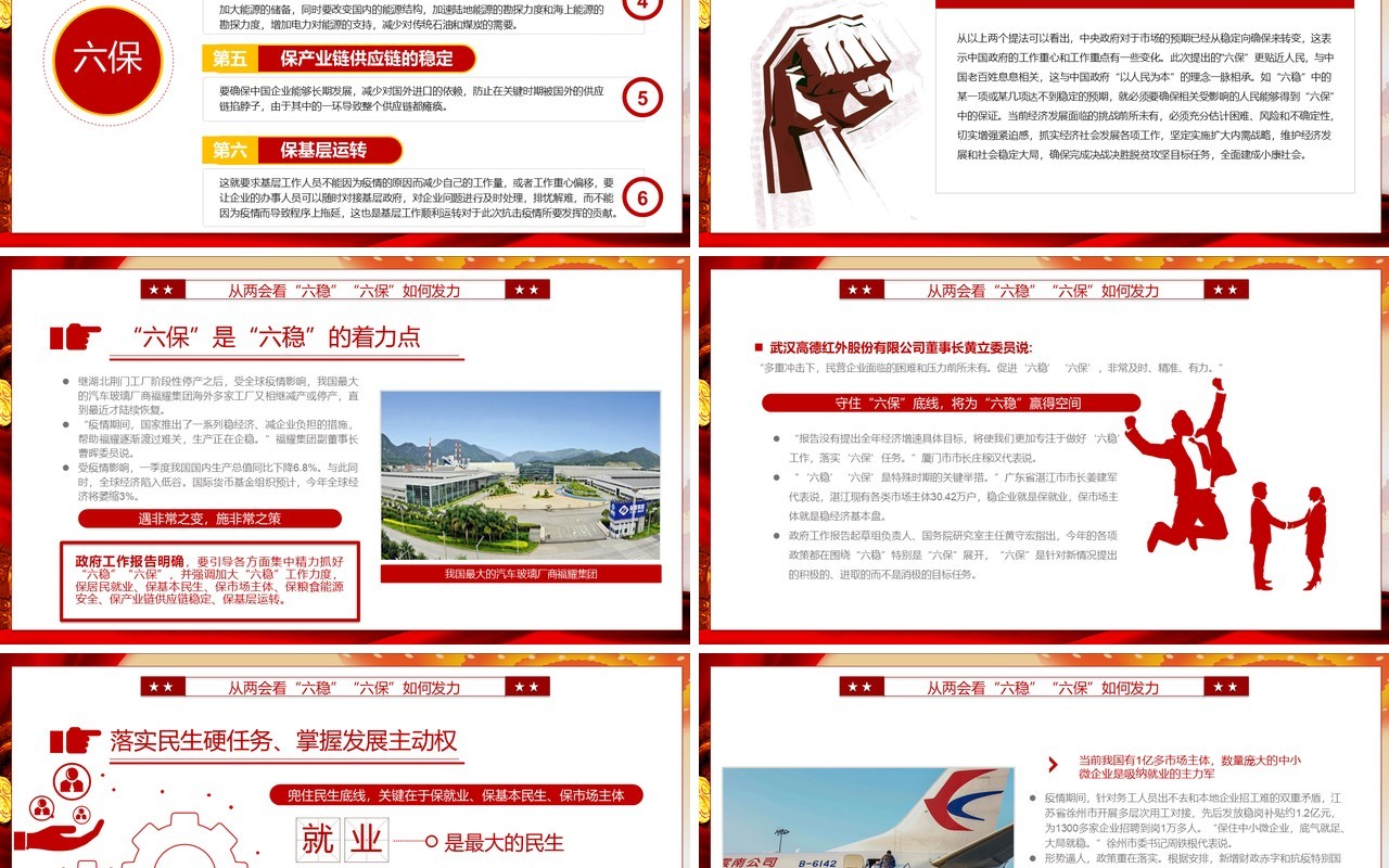 全面学习解读政府工作报告两会专题党建PPT模板