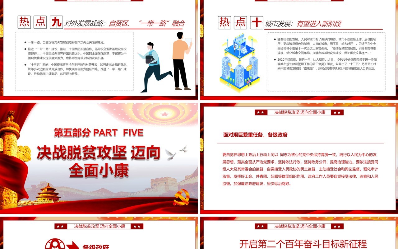 全面学习解读政府工作报告两会专题党建PPT模板