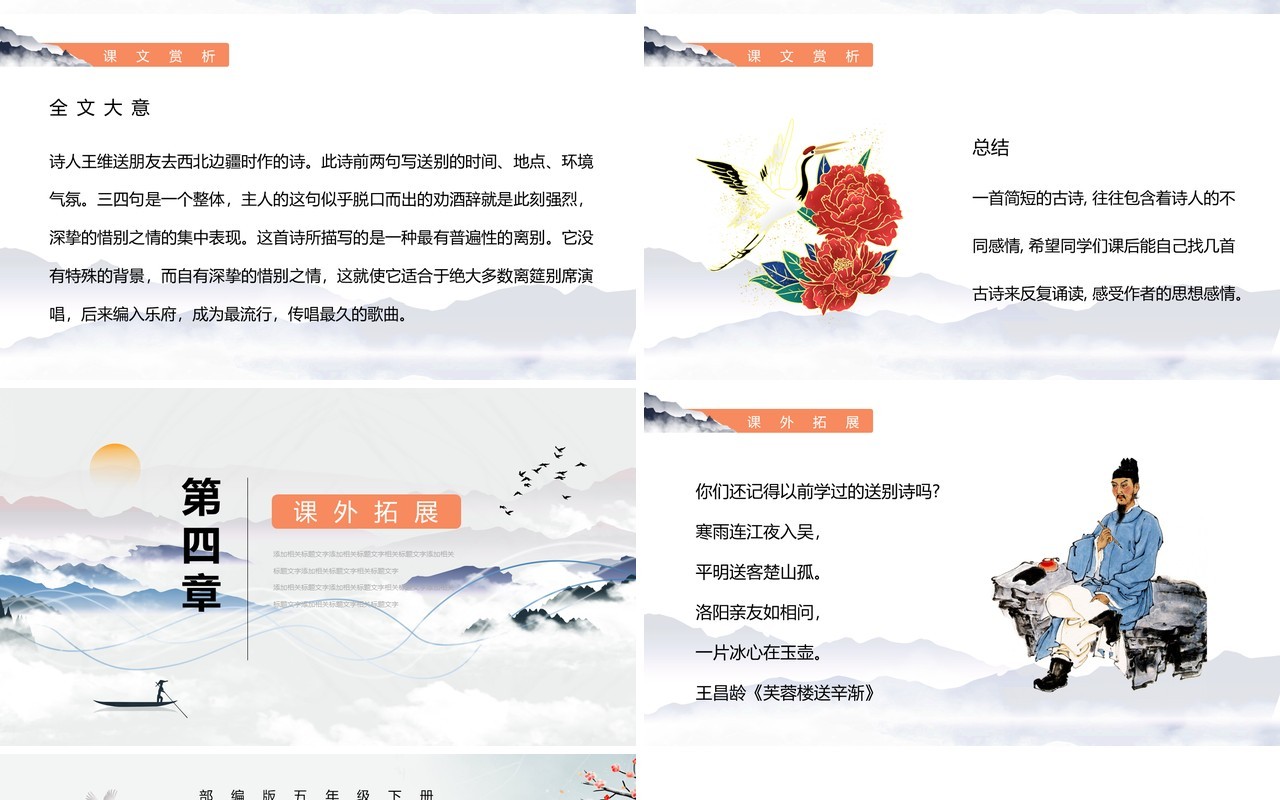部编版五年级语文下册送元二使安西课件PPT模板