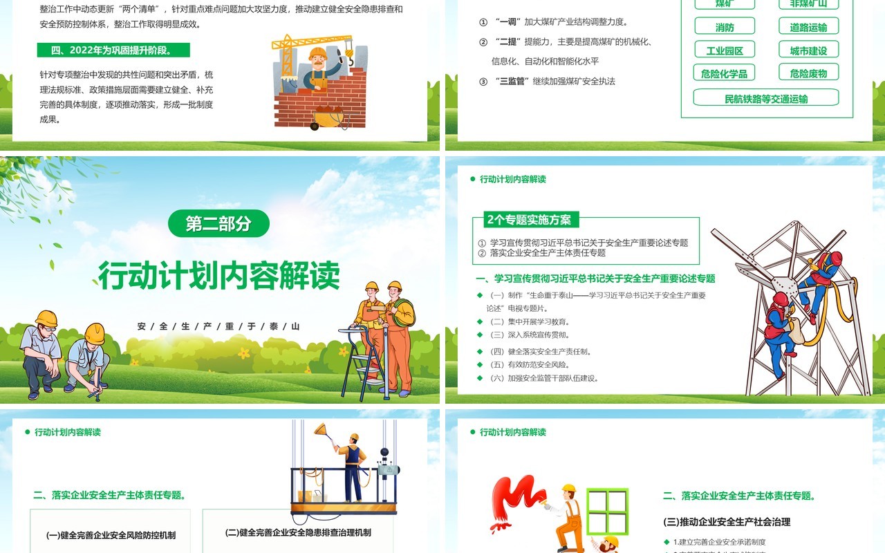 绿色卡通安全生产专项整治三年行动PPT模板(1)