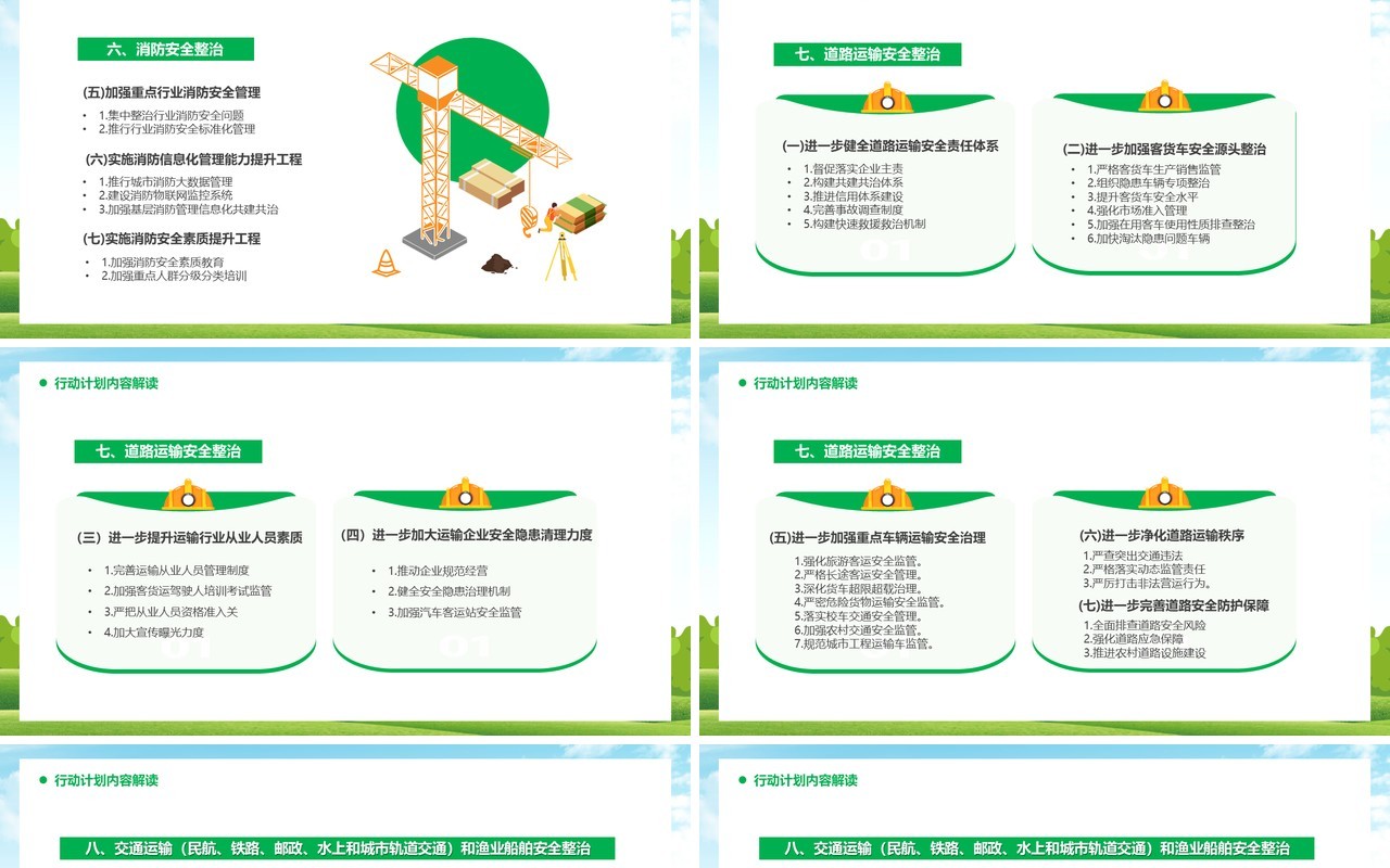 绿色卡通安全生产专项整治三年行动PPT模板(1)