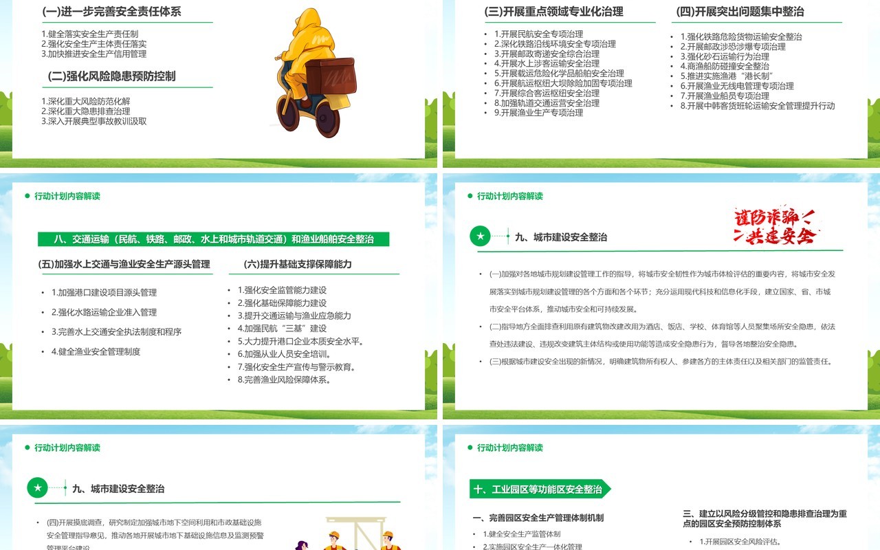 绿色卡通安全生产专项整治三年行动PPT模板(1)