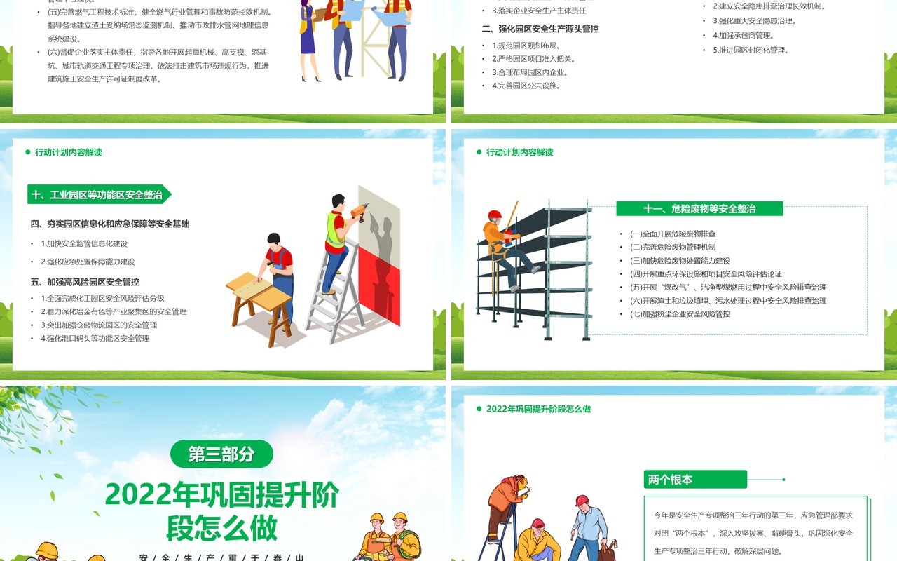 绿色卡通安全生产专项整治三年行动PPT模板(1)