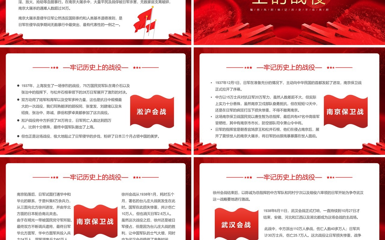 红色大气纪念抗战胜利78周年PPT模板
