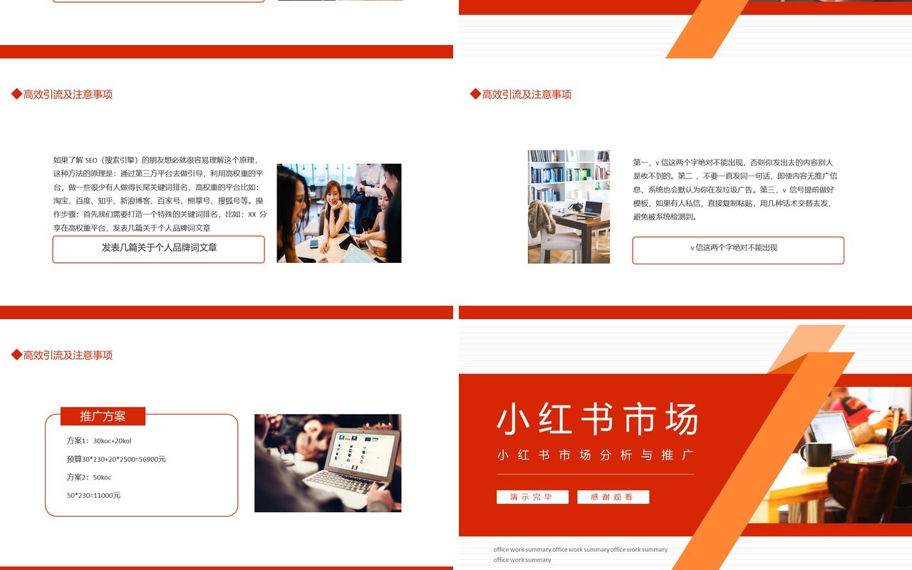小红书市场分析与推广动态PPT模板