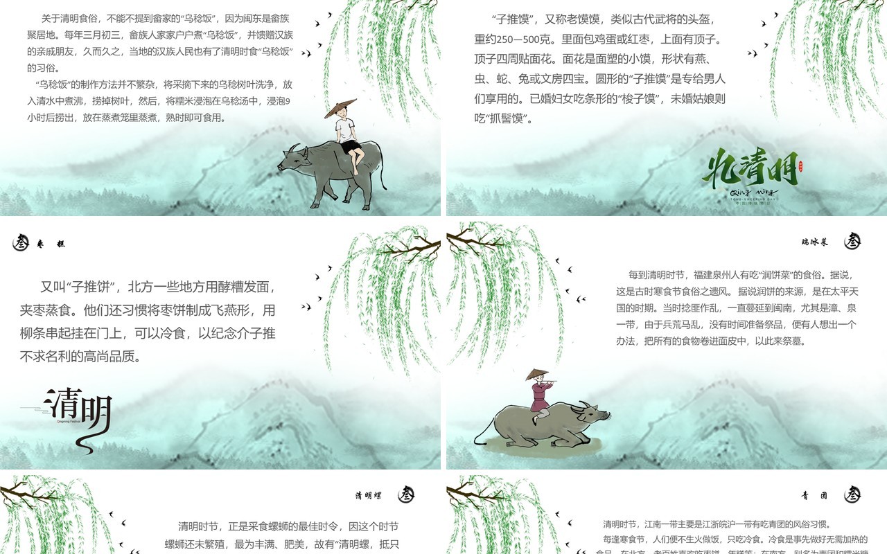 小清新风格清明节节日介绍PPT模板