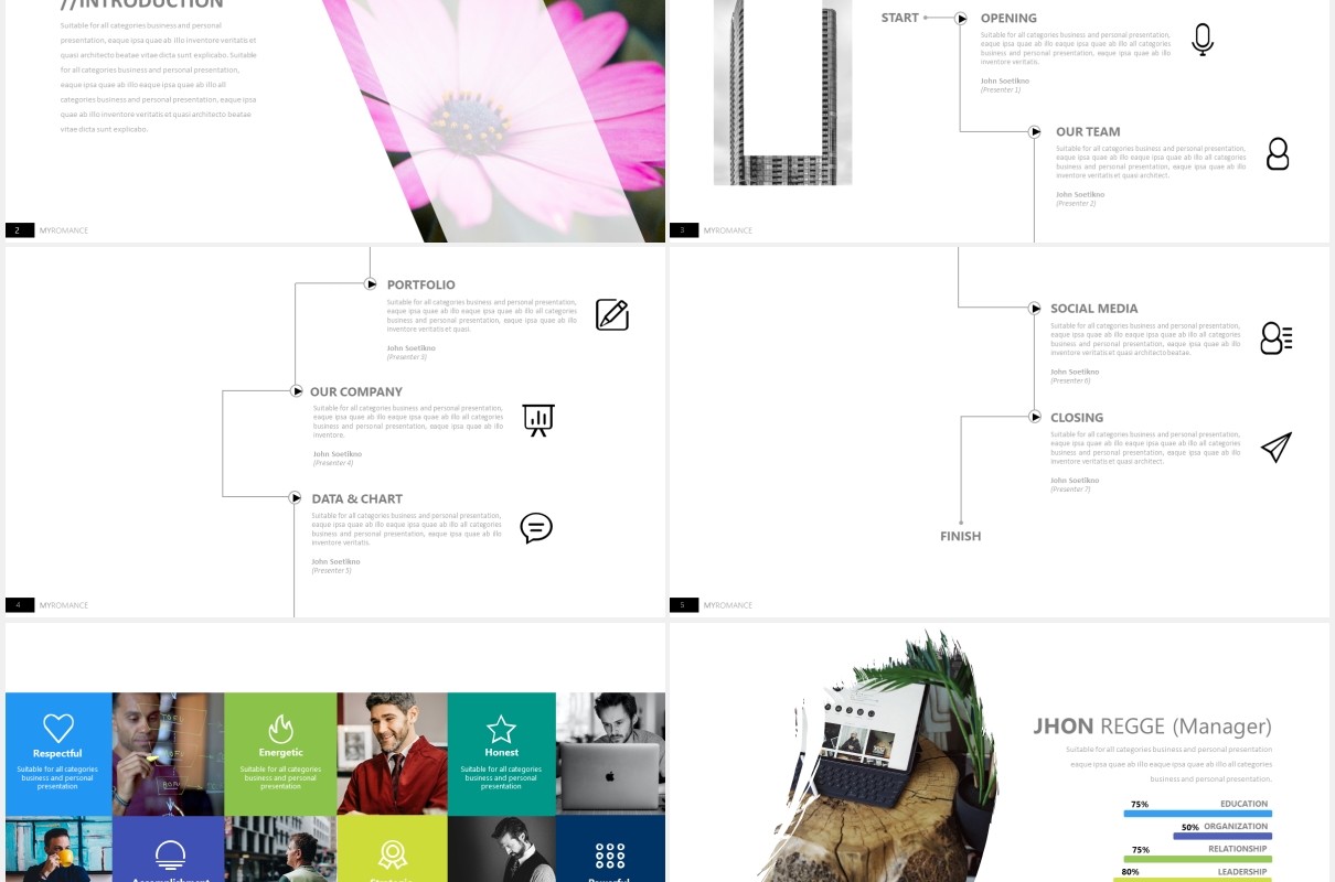 简约工作汇报拼图信息图表PPT图片版式模板my romance powerpoint