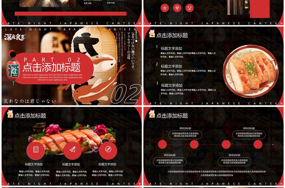 黑红创意简约风日式深夜食堂PPT模板