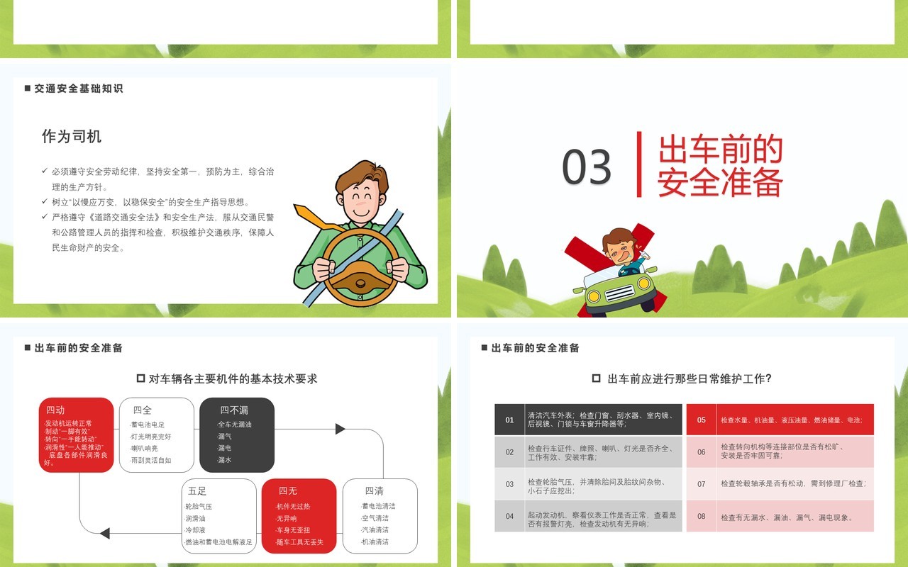 卡通风驾驶员安全教育培训通用PPT模板
