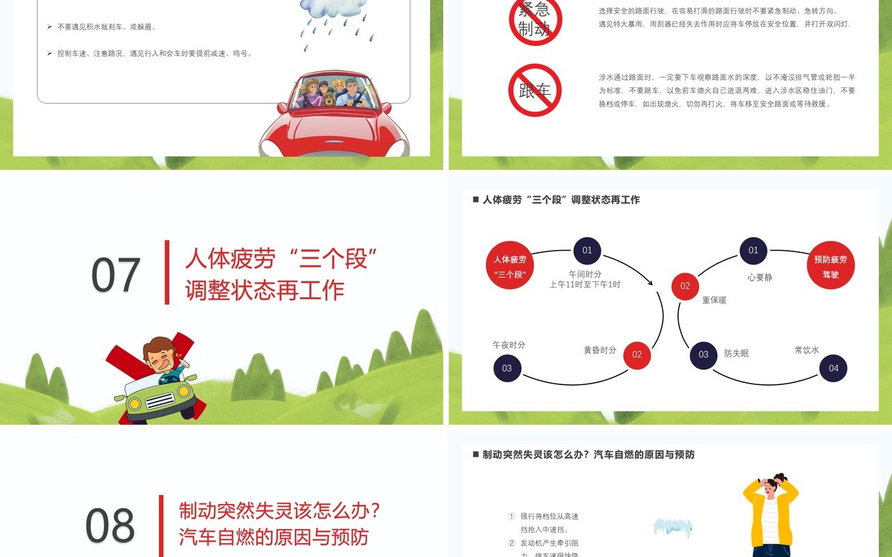 卡通风驾驶员安全教育培训通用PPT模板