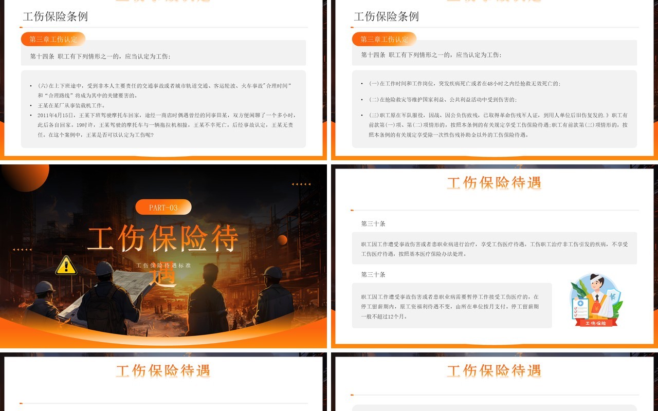 橙色简约风工伤事故预防培训PPT模板