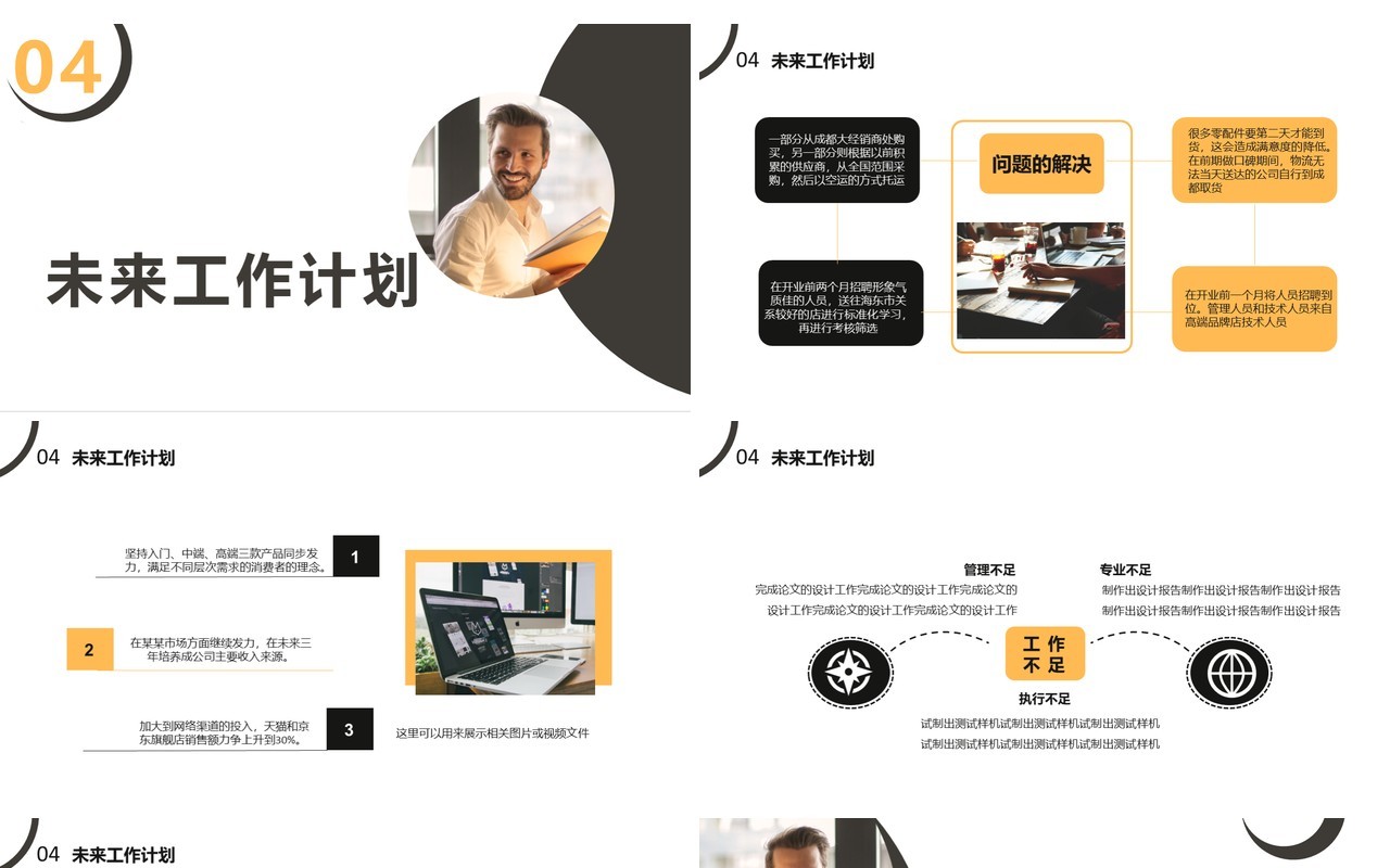 商务风新年工作计划总结汇报通用PPT模板
