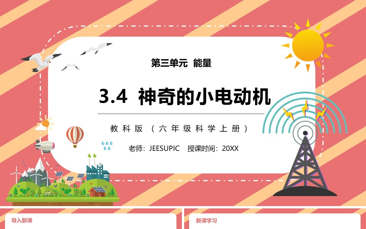 教科版六年级科学上册神奇的小电动机PPT模板