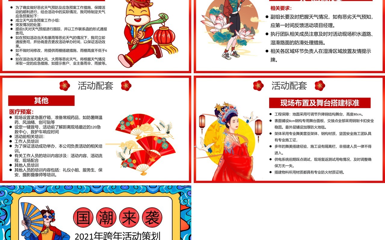 2021年国潮风企业年终牛年跨年活动策划PPT模板