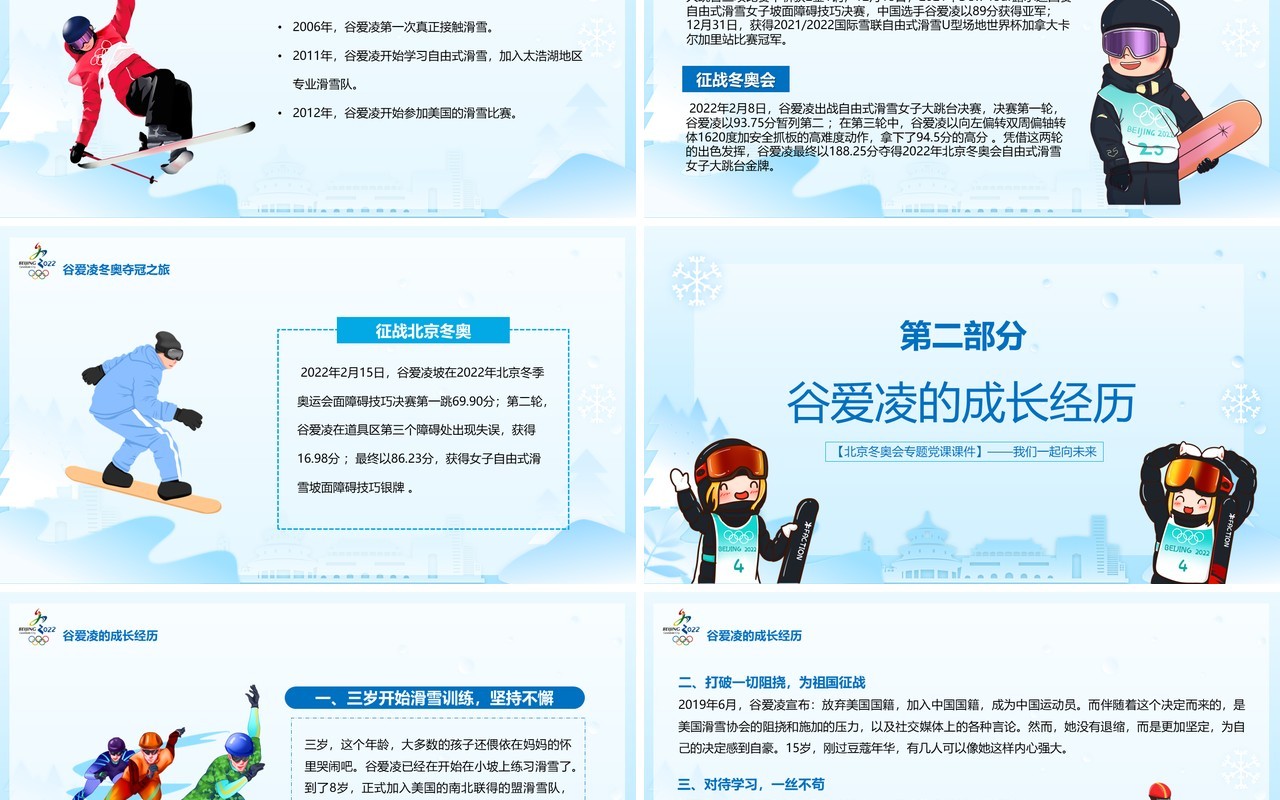 学习冬奥冠军谷爱凌的奥运精神PPT模板