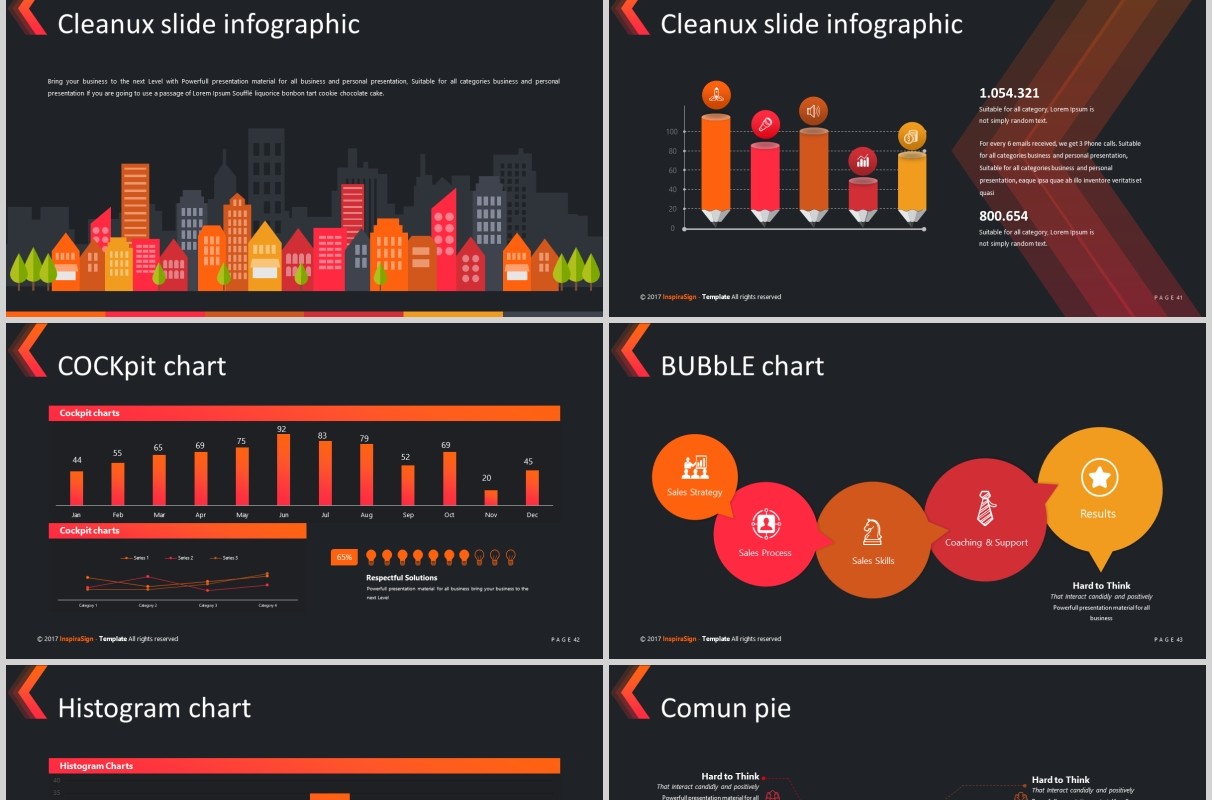 深色商务通用PPT模板版式设计可视化信息图表Cleanux Powerpoint Template